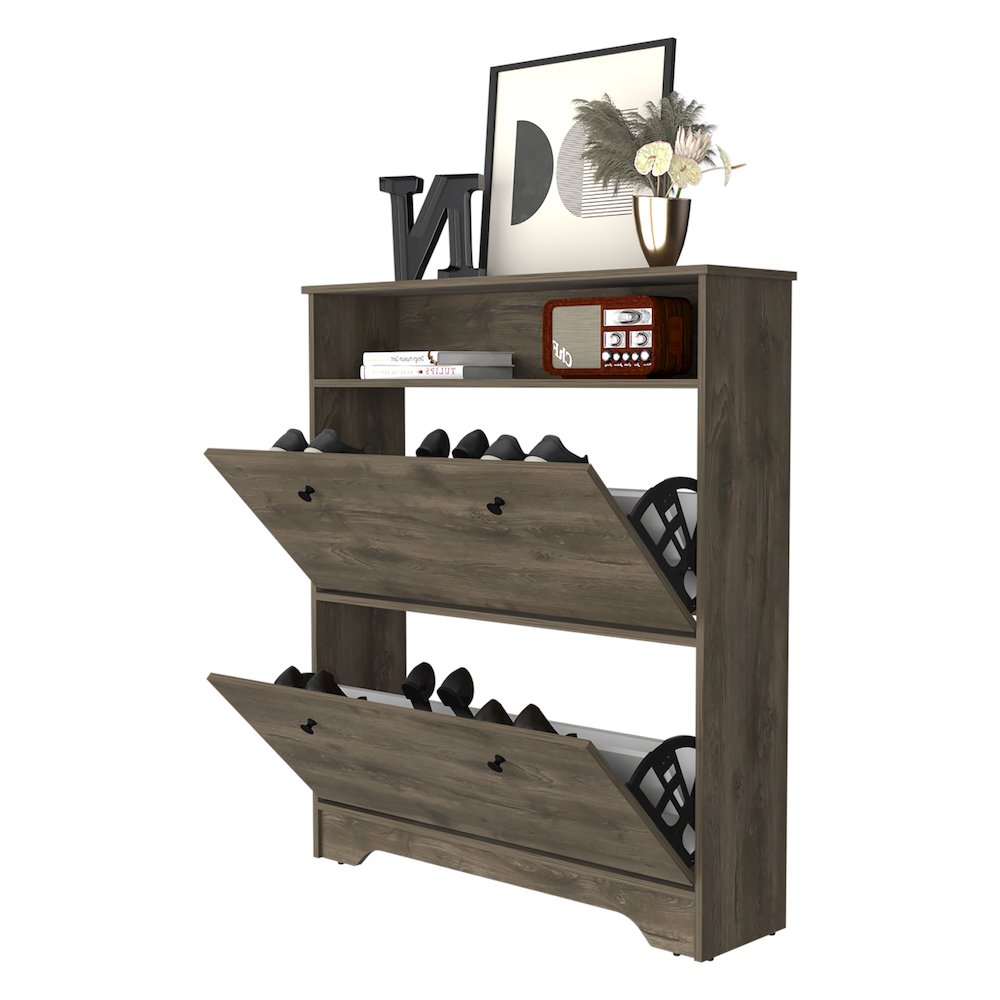2-Shelf Shoe Rack Dark Brown