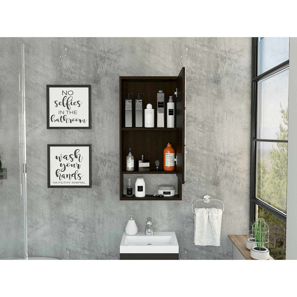 Rectangle Medicine Cabinet with Mirror Black Wengue