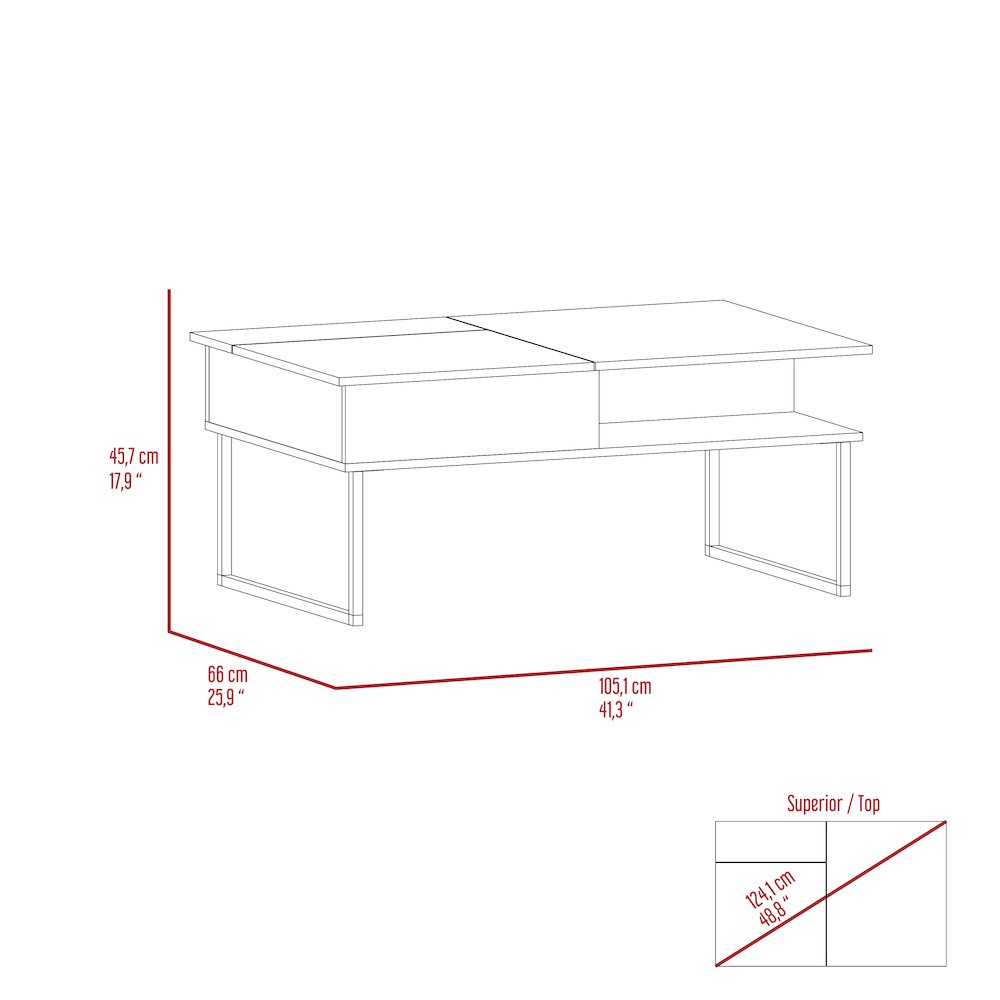 1-Shelf Lift Top Coffee Table Carbon Espresso and Onyx