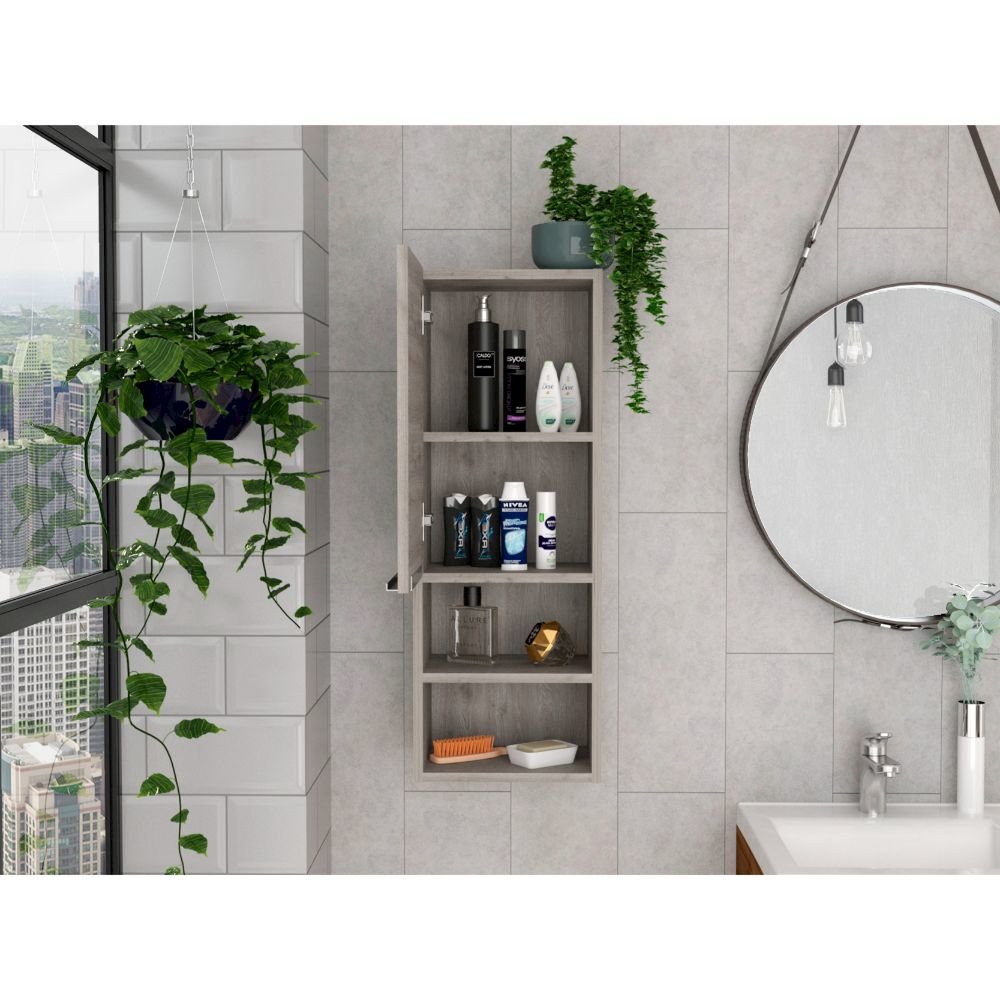 2-Shelf Bathroom Cabinet Light Grey