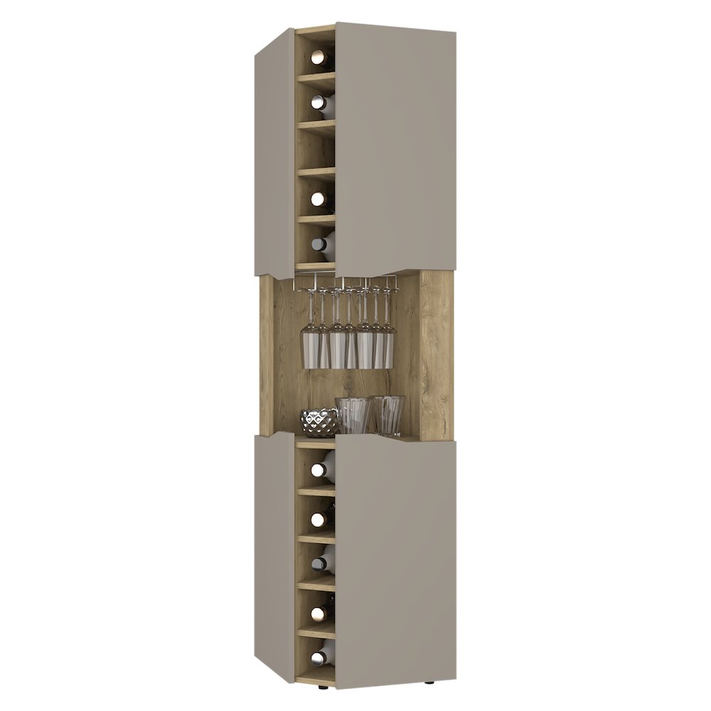 10-Bottle Bar Cabinet Macadamia and Taupe