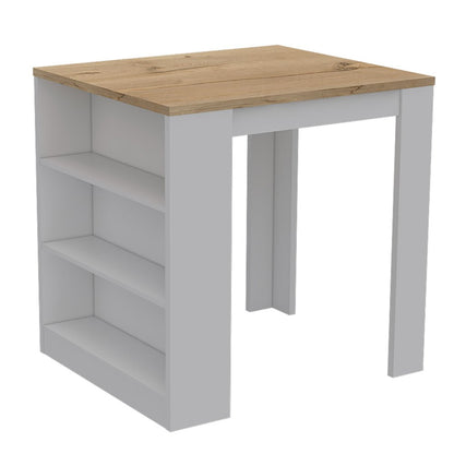 3-Drawer Kitchen Island White and Pine