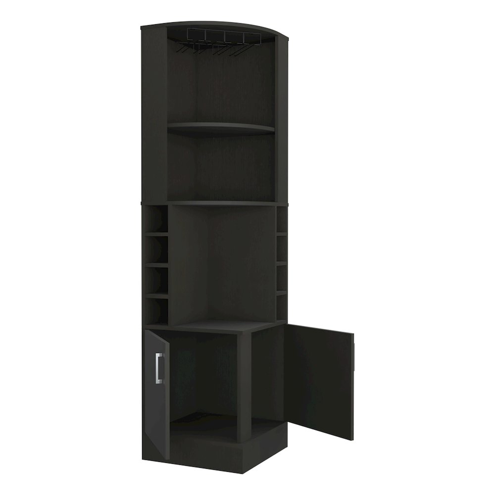 4-Bottle 2-Shelf Bar Cabinet Black Wengue