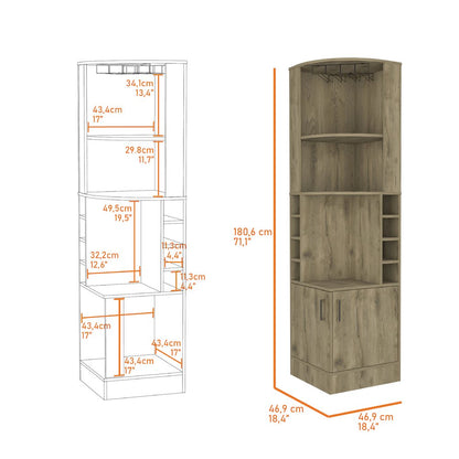 8-Bottle 2-Shelf Bar Cabinet Macadamia