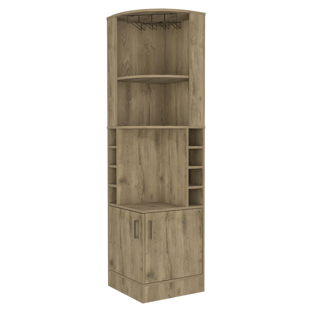 8-Bottle 2-Shelf Bar Cabinet Macadamia