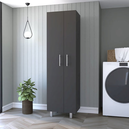 2-Door Rectangle Closet Pantry Black Wengue and White