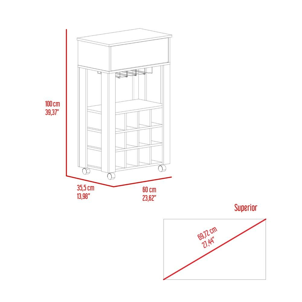 1-Drawer 12-Bottle Wine Cabinet Carbon Espresso