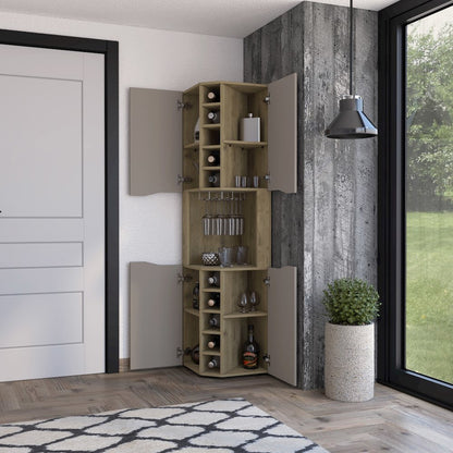 10-Bottle Bar Cabinet Macadamia and Taupe