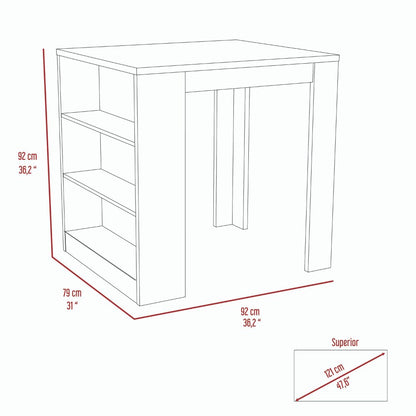 3-Drawer Kitchen Island White and Pine