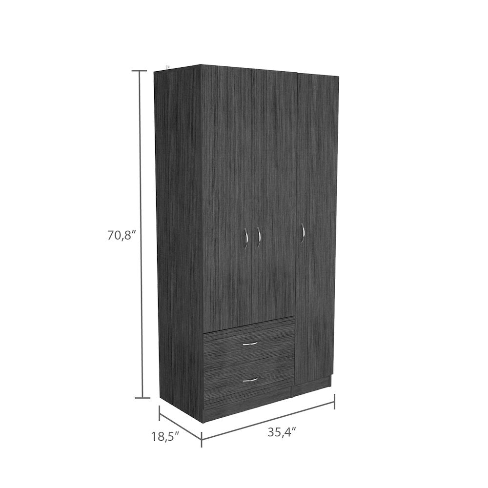 2-Drawer 3-Door Armoire Smokey Oak