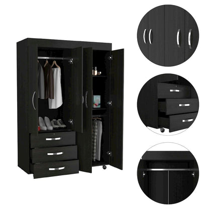3-Drawer Armoire Black Wengue