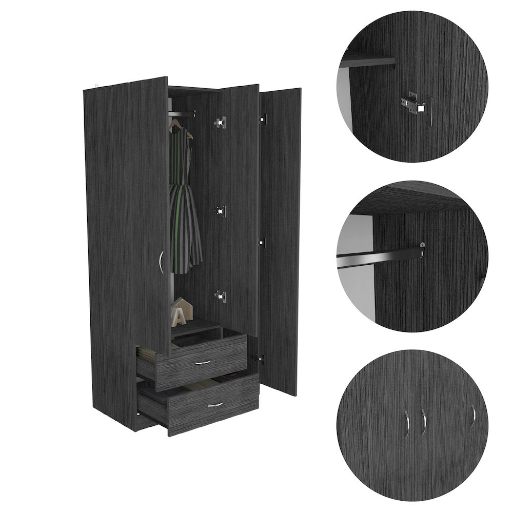 2-Drawer 3-Door Armoire Smokey Oak