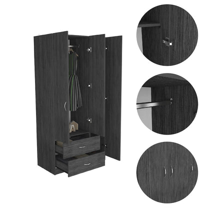 2-Drawer 3-Door Armoire Smokey Oak