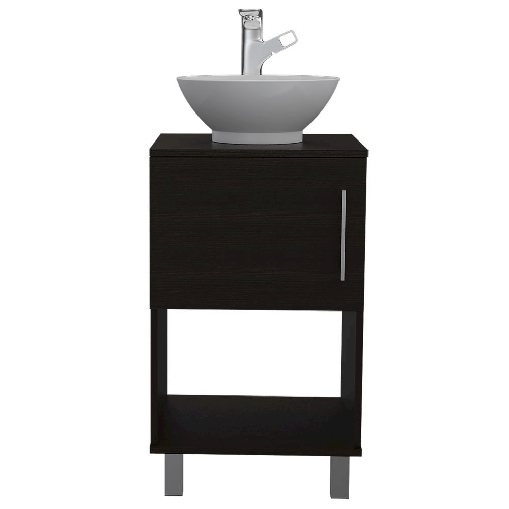 1-Shelf Single Bathroom Vanity Black Wengue