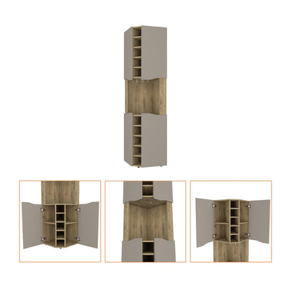 10-Bottle Bar Cabinet Macadamia and Taupe