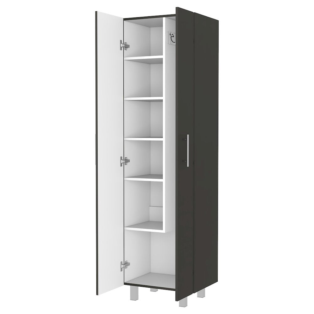 2-Door Rectangle Closet Pantry Black Wengue and White