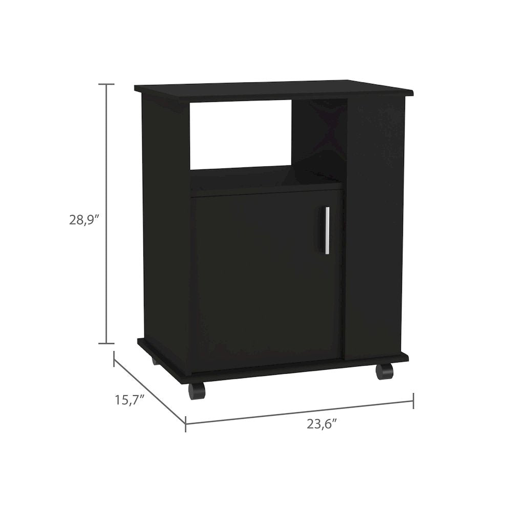 4-Shelf Microwave Cabinet with Caster Black Wengue