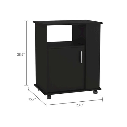 4-Shelf Microwave Cabinet with Caster Black Wengue