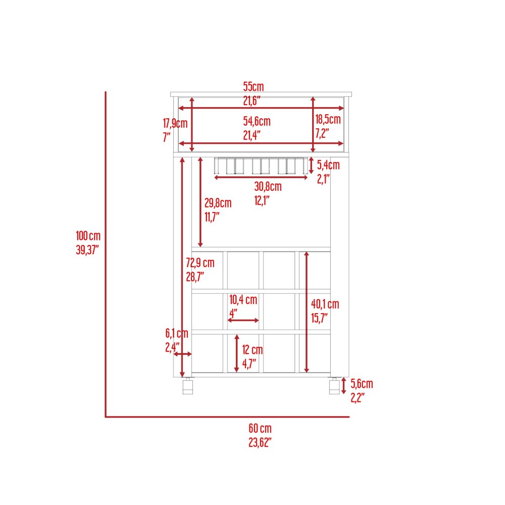 1-Drawer 12-Bottle Wine Cabinet Carbon Espresso