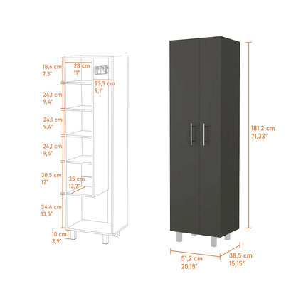 2-Door Rectangle Closet Pantry Black Wengue and White