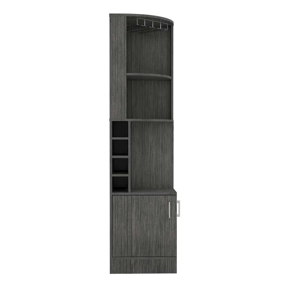 8-Bottle 2-Shelf Bar Cabinet Smokey Oak