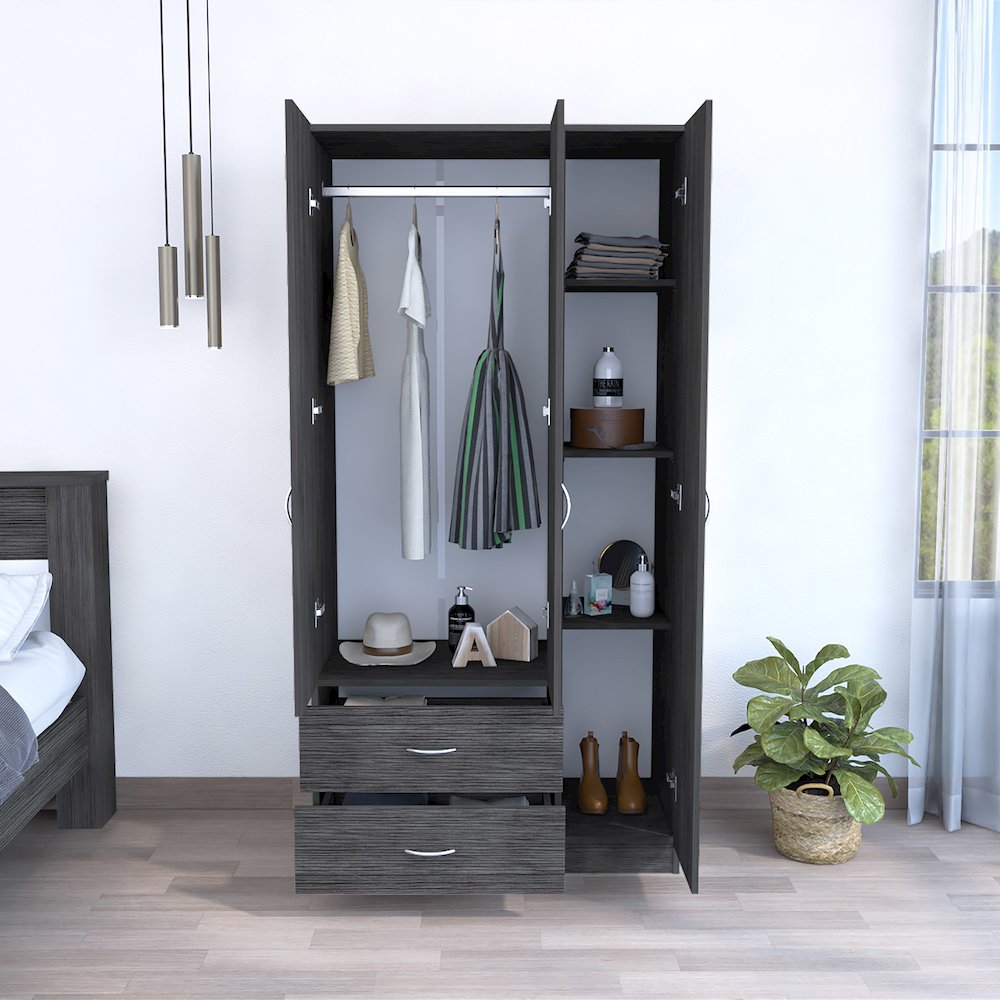 2-Drawer 3-Door Armoire Smokey Oak