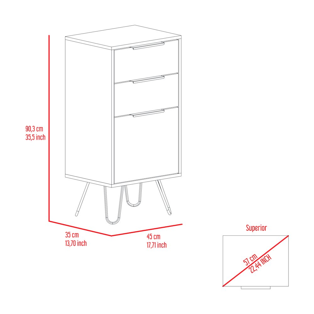 3-Drawer Rectangle Dresser Light Oak