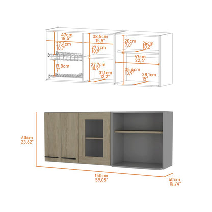 3-Door 2-Shelf Wall Cabinet Light Pine