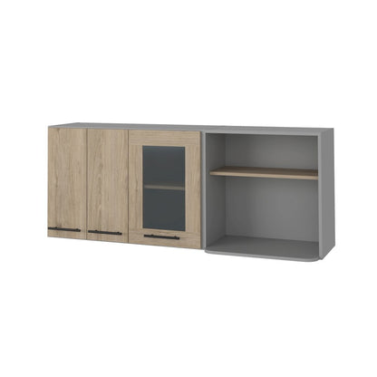 3-Door 2-Shelf Wall Cabinet Light Pine