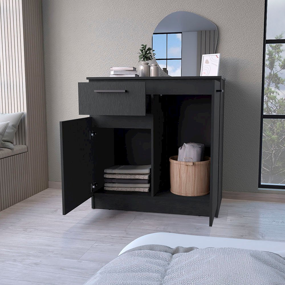 2-Door 1-Drawer Dresser Black
