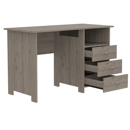 3-Drawer Writing Desk with Open Compartment Light Gray