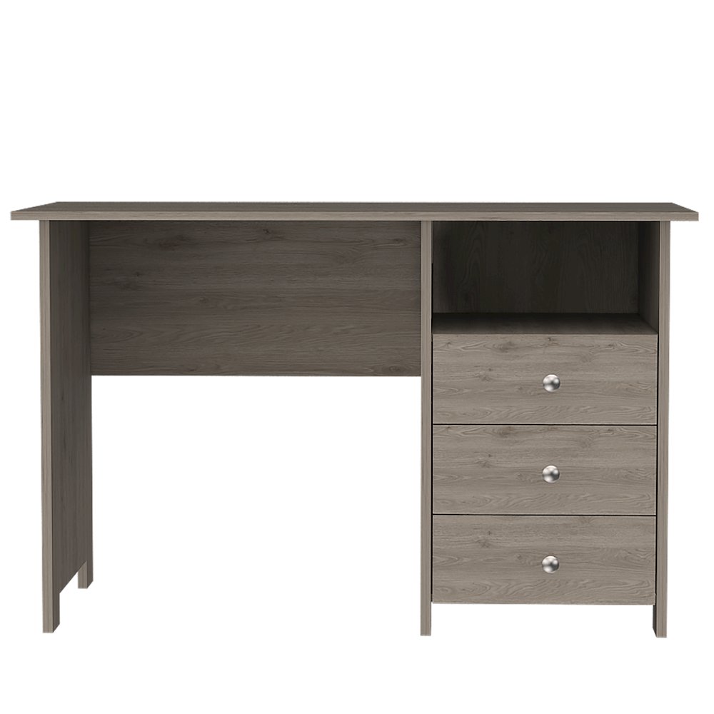 3-Drawer Writing Desk with Open Compartment Light Gray