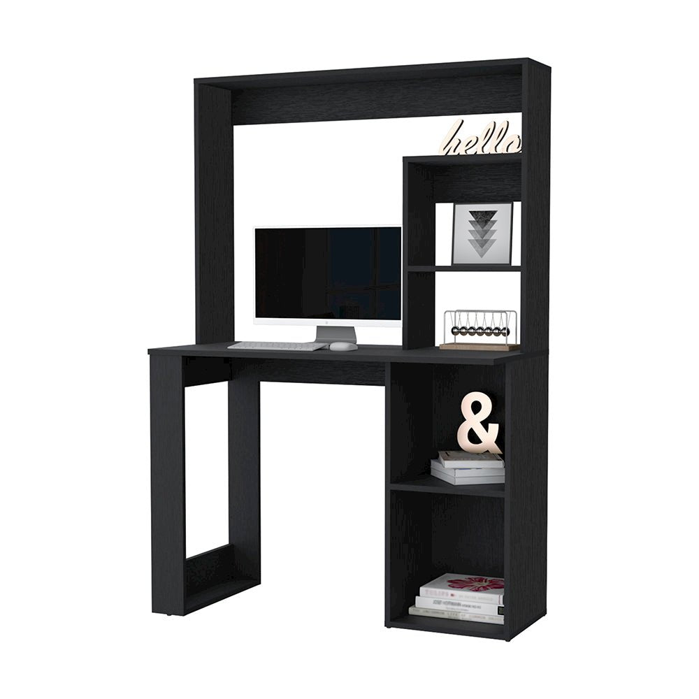 Computer Desk with Hutch and Storage Shelves Black