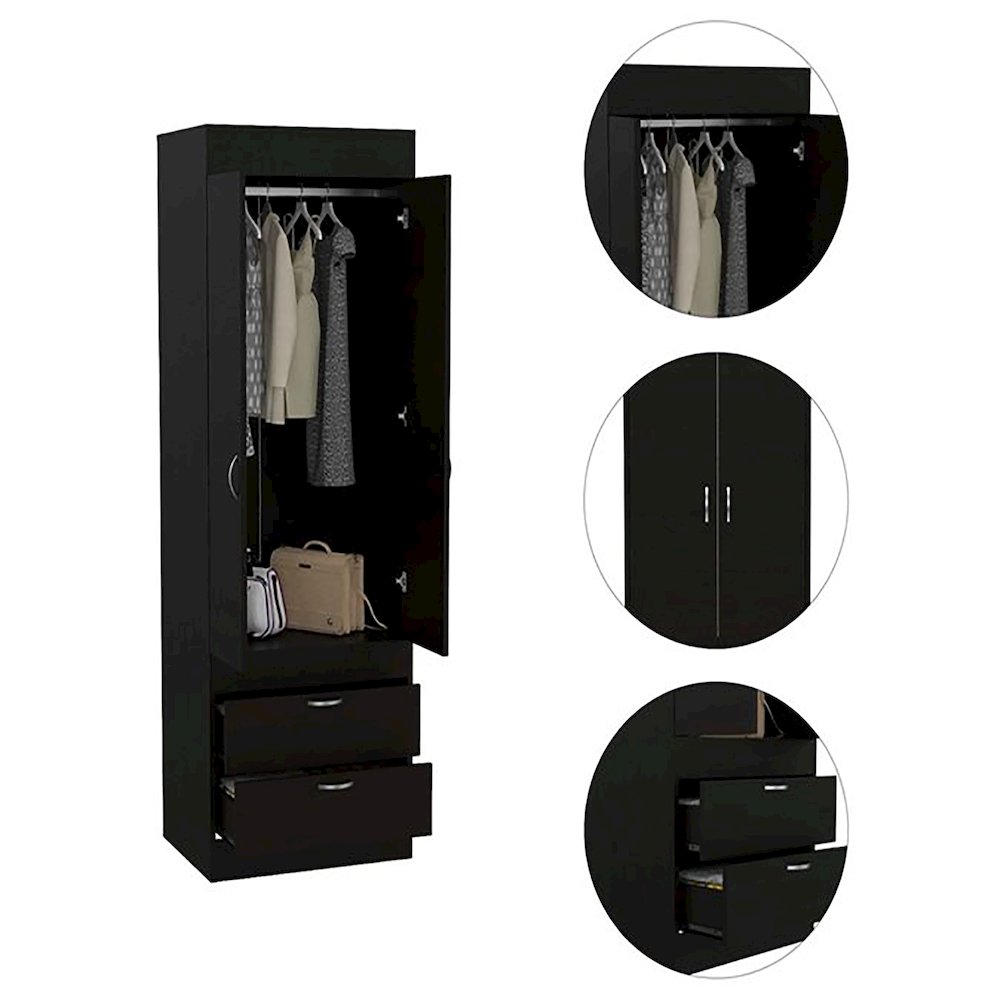 2-Drawer Armoire Black Wengue