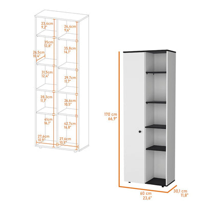 White and Black 1-Door Multistorage Kitchen Pantry