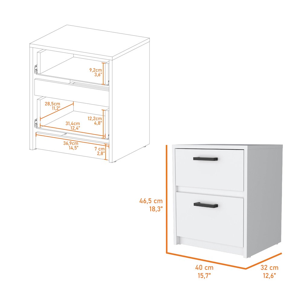 White 2-Drawer Nightstand