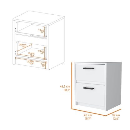 White 2-Drawer Nightstand