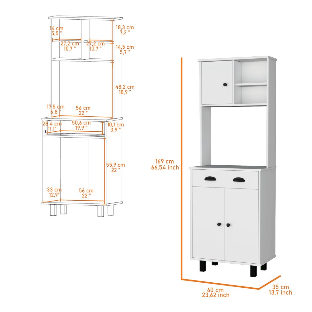 White 1-Drawer Kitchen Pantry