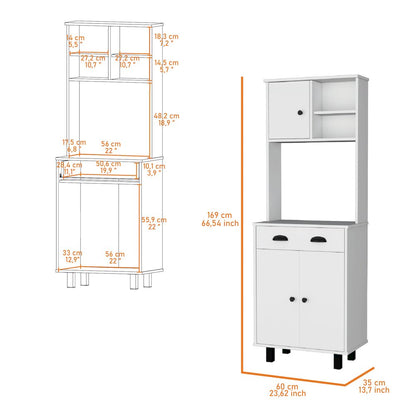White 1-Drawer Kitchen Pantry