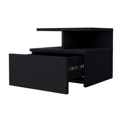 Black 1-Drawer Floating Nightstand