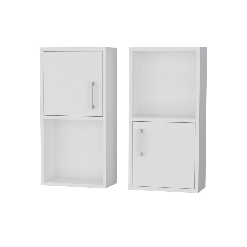 White 2 Bathroom Medicine Cabinets with Open Shelf