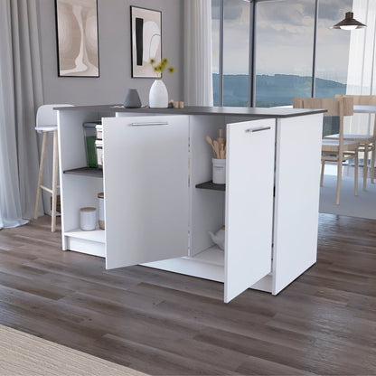 White and Onyx Double Door Cabinets Kitchen Island