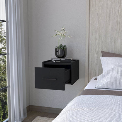 Black Wall-Mounted Floating Nightstand