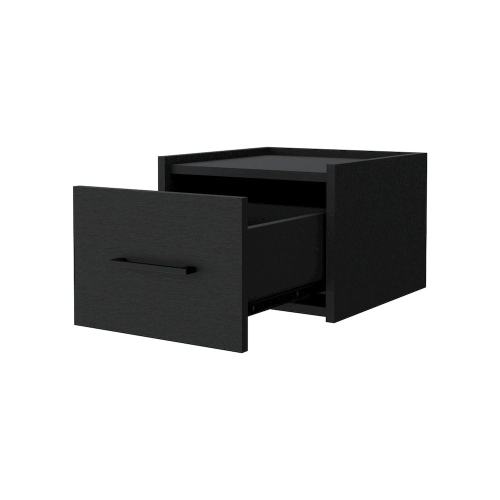 Black Wall-Mounted Floating Nightstand