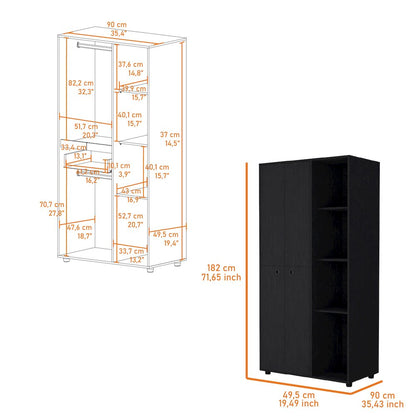 1-Drawer Armoire Closet Black