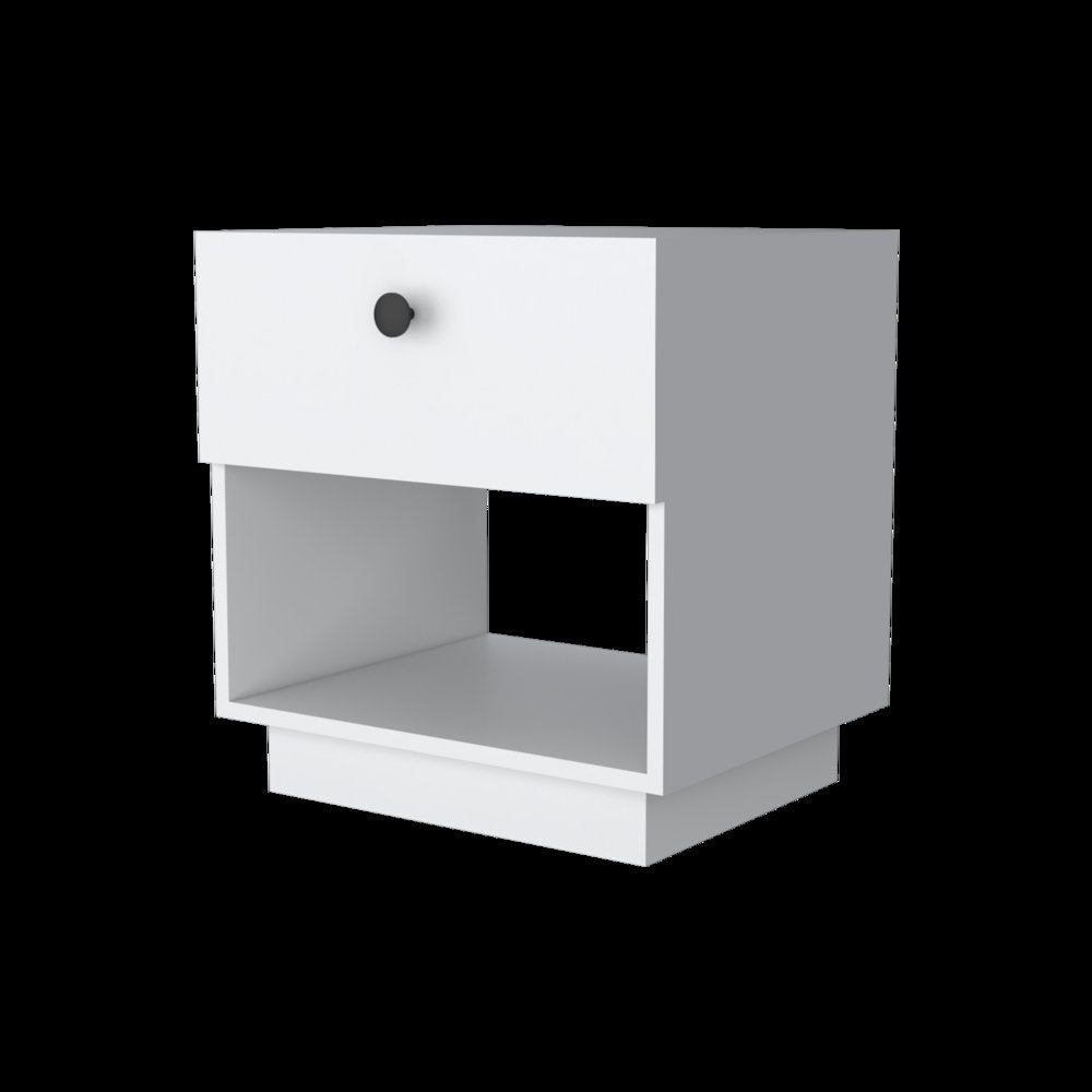 White 1-Drawer Nightstand