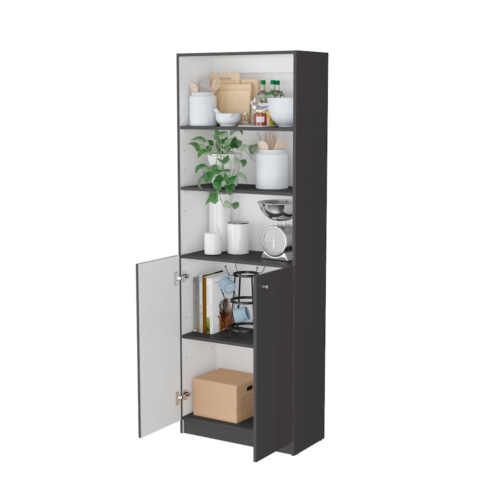 Matt Gray and White 2-Door Bookcase