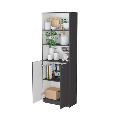 Matt Gray and White 2-Door Bookcase