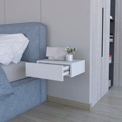 White Wall-Mounted Floating Nightstand