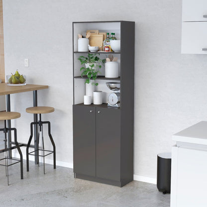 Matt Gray and White 2-Door Bookcase